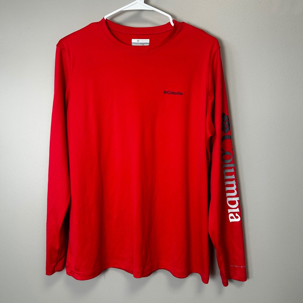Columbia PFG Terminal Tackle Long Sleeve Shirt Red Womens 1X Omni-Shade UPF 50